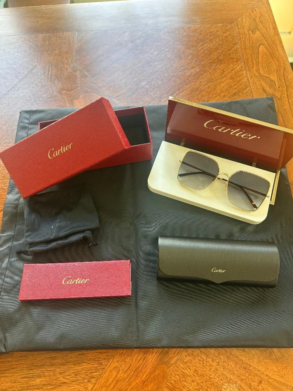 NEW Cartier CT0299S Panthére Gold Oversized Square Sunglasses Luxury Designer